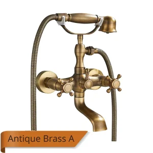 Antique Brass Bathtub Shower Faucet Set