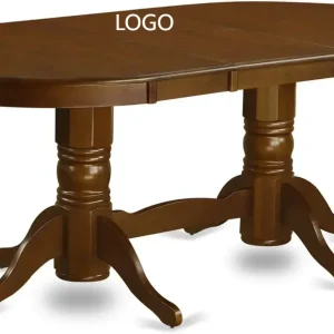 Vancouver Dining Room Table - an Oval kitchen Table Top with Butterfly Leaf & Double Pedestal Base