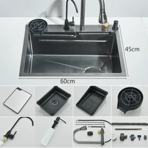 304Stainless Steel Waterfall Kitchen Sink Large
