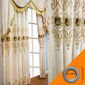 2pcs Chenille gold embroidered bedroom curtain finished